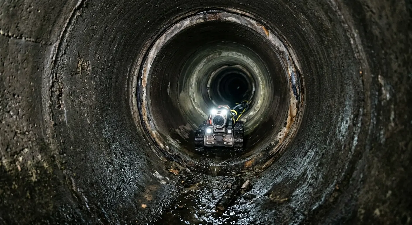 Robotic sewer camera inspecting pipe interior for Sewer Line Cleaning in Copperas Cove